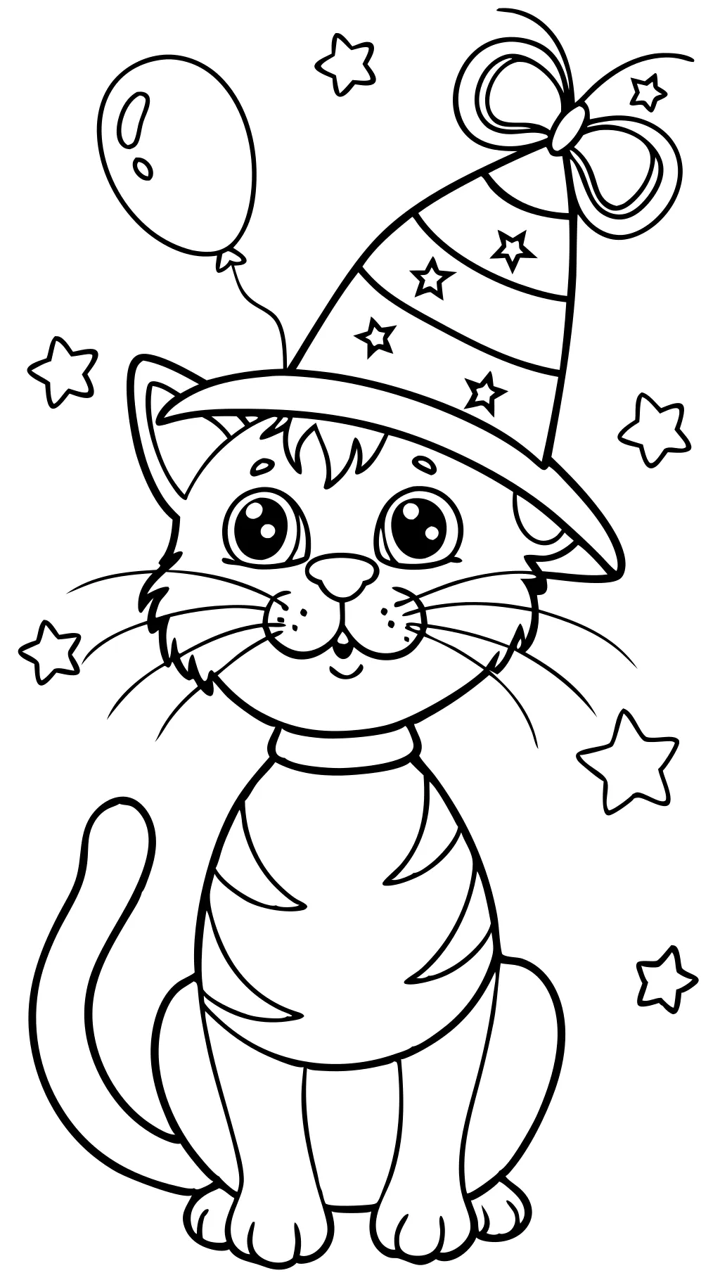 coloriages de chat et de chapeau